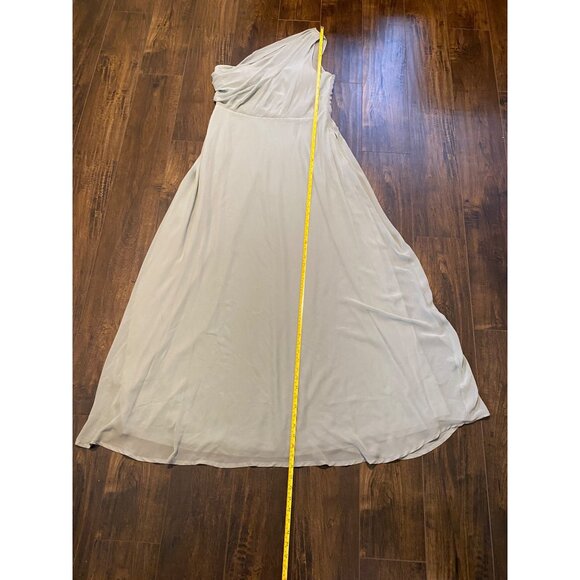 Birdy Grey Sage Green One-Shoulder Chiffon Maxi Dress Women XL Evening Gown Y2K - Picture 9 of 16